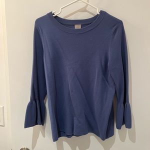 Blue sweater with fun sleeves!